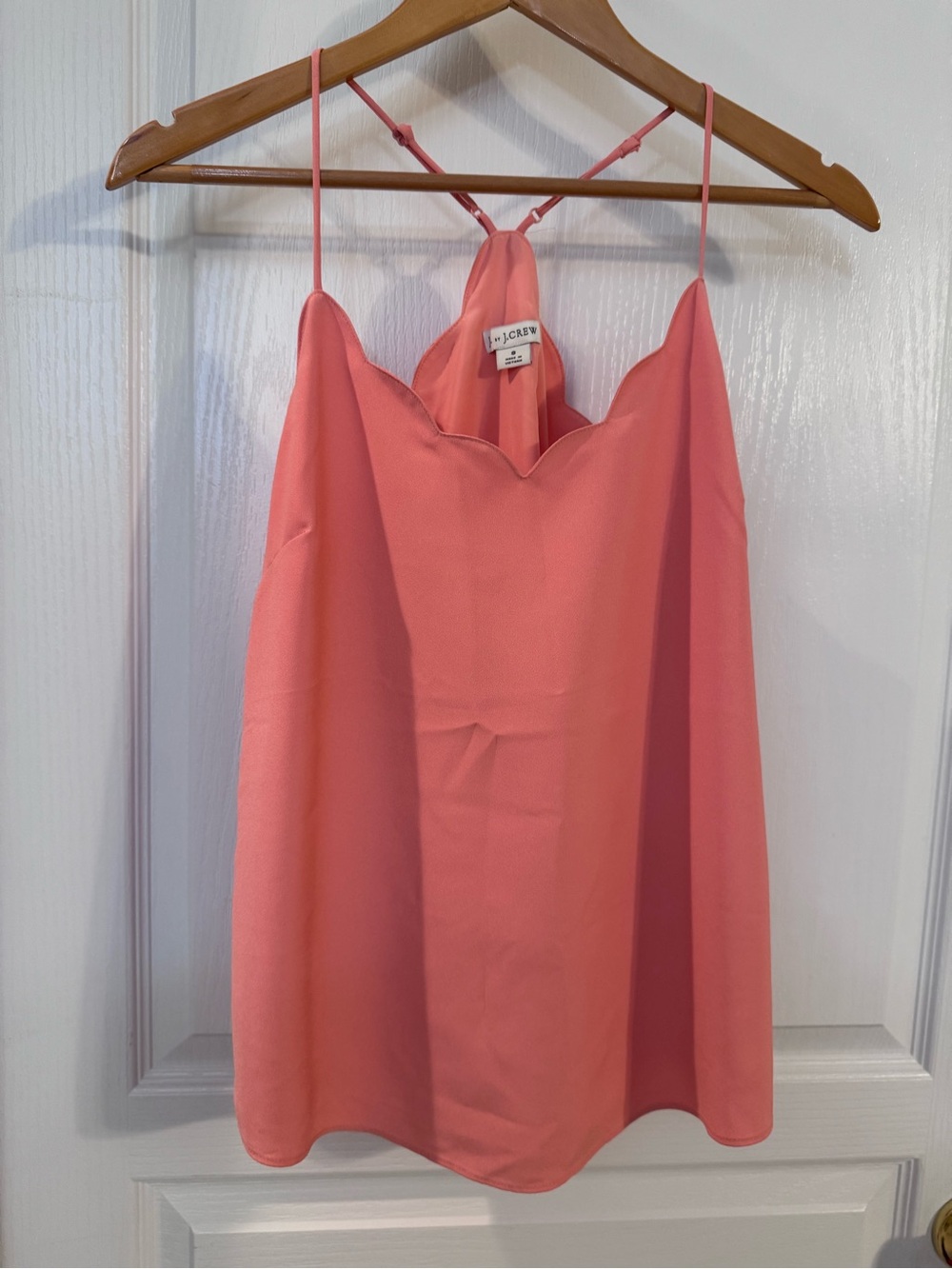 J. Crew Coral Pink Scallop-Edge Spaghetti Strap Dress